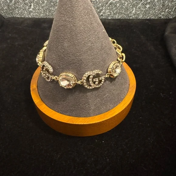 Gucci Gold and Crystal Marmont Bracelet